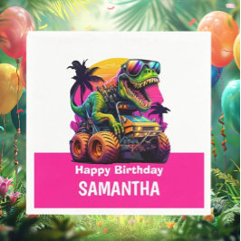 PINK Dino-Mite MONSTER TRUCK Verjaardagsfeest Servet