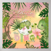 Pink Dino-Mite Nursery Poster for Girls (Devant)
