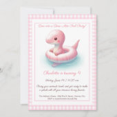 Pink Dino Pool Party - Invitation d'anniversaire (Devant)