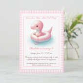 Pink Dino Pool Party - Invitation d'anniversaire (Debout devant)