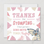 Pink Dinosaur Birthday Party Hartelijk dank Magnetische Uitnodiging (Voorkant)