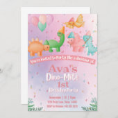 Pink Dinosaur Birthday Uitnodiging (Voorkant / Achterkant)