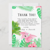 Pink Dinosaur Oiseau Tropical Girl Merci Cartes (Devant)