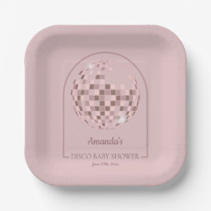 Pink Disco Boogie Baby shower Papieren Bordje