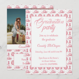 Pink Disco Cowgirl Afstuderen Kaart