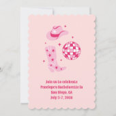 Pink Disco Cowgirl Invitation de la fête de bachel (Devant)