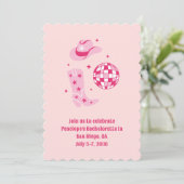 Pink Disco Cowgirl Invitation de la fête de bachel (Debout devant)