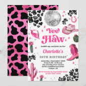 Pink Disco Cowgirl Uitnodiging voor verjaardag (Voorkant / Achterkant)