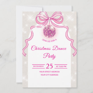 Pink Disco Sparkle Girls’ kerstfeest uitnodigen Feestdagenkaart