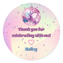 Pink Disco Verjaardagsfeestje Dank u Stickers