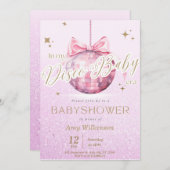 Pink Discoball Babyshower Invitation TS (Devant / Derrière)