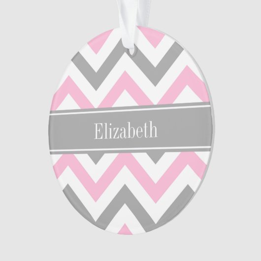 Pink Dk Gray White LG Chevron Gray Name Monogram (devant)