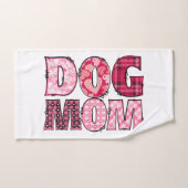 Pink Dog Mom Fun Patchwork Design pour les amoureu (Serviette à main)