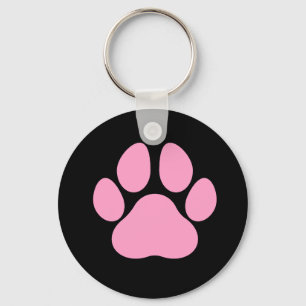 Pink Dog Paw Print Sleutelhanger