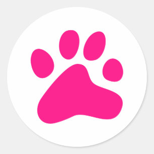 Pink Dog Paw Ronde Sticker