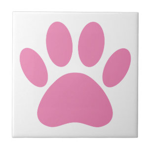 Pink Dog Pawprint Square Tegeltje