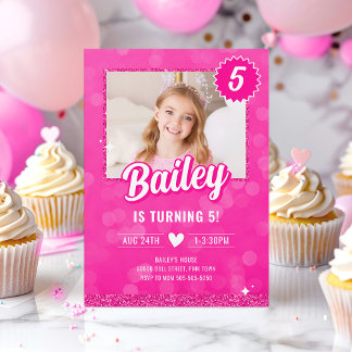Pink Doll Mode Party Verjaardagsuitnodiging Kaart