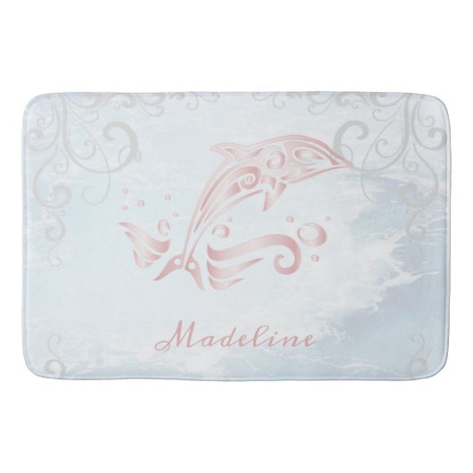 Pink Dolphin Personalized Bath Mat (Voorkant)