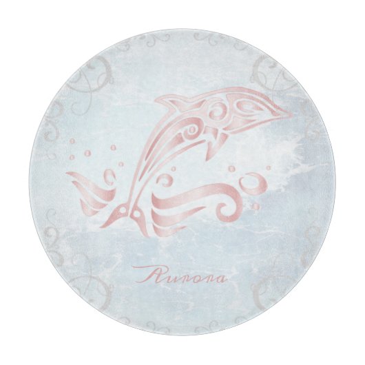Pink Dolphin Personalized Cutting Board Snijplank (Voorkant)