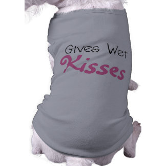 Pink donne des t-shirts de chiens de baisers blanc