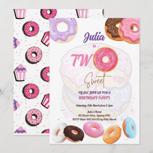 Pink Donut 2e verjaardag uitnodiging
