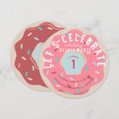 PINK DONUT BIRTHDAY INVITATIE KAART (Voorkant / Achterkant)