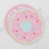 PINK DONUT BIRTHDAY INVITATIE KAART (Voorkant / Achterkant)