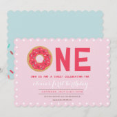 PINK DONUT BIRTHDAY INVITATIE KAART (Voorkant / Achterkant)