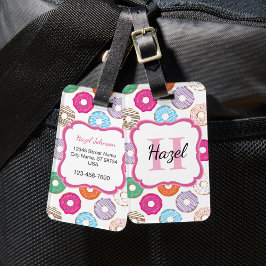 Pink Donut Luggage Tag Bagagelabel