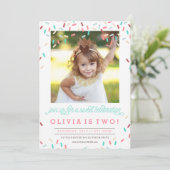 PINK DONUT SPRINKLES BIRTHDAY INVITATION KAART (Staand voorkant)