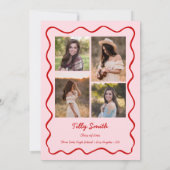 Pink Doodle Afstuderen Aankondiging Meisje 4 Foto' (Achterkant)