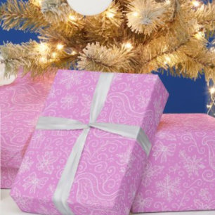 Pink Doodle Christmas Sleigh Pattern Cadeaupapier