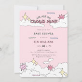 Pink Doodle Cloud Nine Baby shower Kaart (Voorkant)
