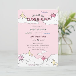Pink Doodle Cloud Nine Baby shower Kaart