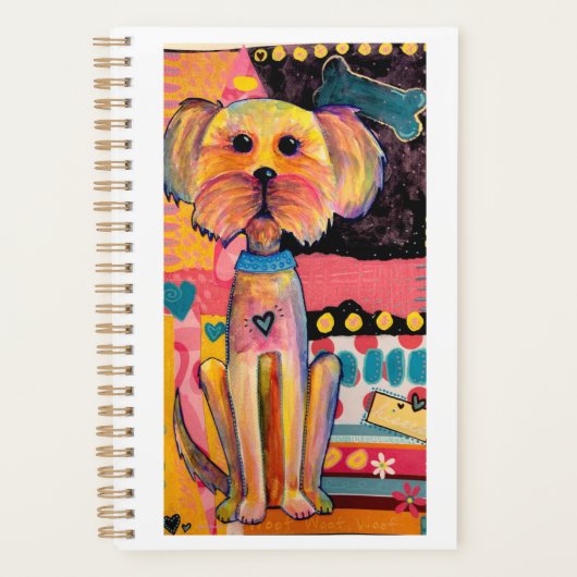Pink Doodle Dog (Blank Inside) Planner (Voorkant)