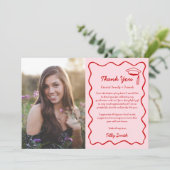 Pink Doodle Graduation Carte de remerciements 3 Ph (Debout devant)