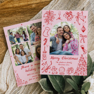 Pink Doodle Jaar in Review Kaart Familie Nieuwsbri