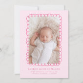 Pink Doodle Lijst Geboorteaankondiging Foto Aankondiging (Voorkant)