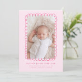 Pink Doodle Lijst Geboorteaankondiging Foto Aankondiging (Staand voorkant)