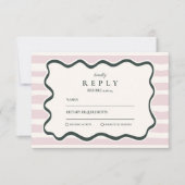 Pink Doodle Wavy Lijst Wedding RSVP Kaartje (Voorkant)
