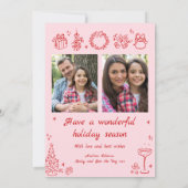 Pink Doodles Carte de Noël Photo Fêtes tendance (Dos)