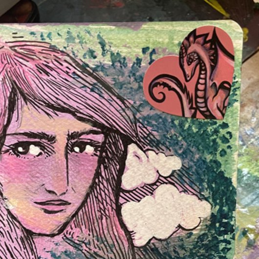 Pink Dragon Art schattige draken ontwerp geek meis Hart Sticker