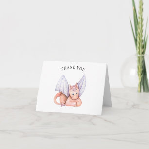 Pink Dragon Baby shower dank u Kaart