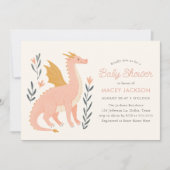 Pink Dragon Fairytale Baby shower Kaart (Voorkant)