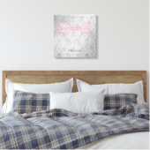 Pink Dragonfly Damask Canvas Afdruk (Insitu (Slaapkamer))