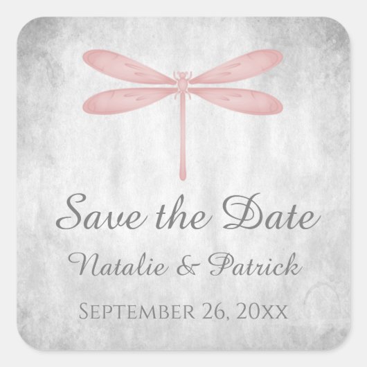Pink Dragonfly Enregistrer les stickers Date (Devant)