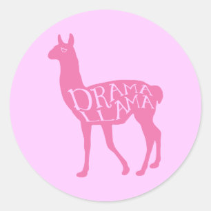 Pink Drama Llama Ronde Sticker