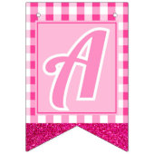 Pink Dream bewerkbaar Initiaal & leeftijd Vlaggetjes (Derde vlag)