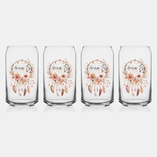 Pink Dream Catcher Boho Floral Blikvorm Glas (Voorkant)