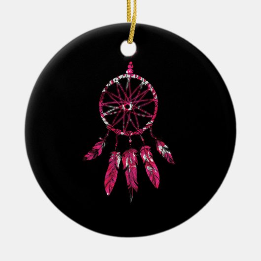 Pink Dreamcatcher Feathers Native American Indian Keramisch Ornament (Voorkant)